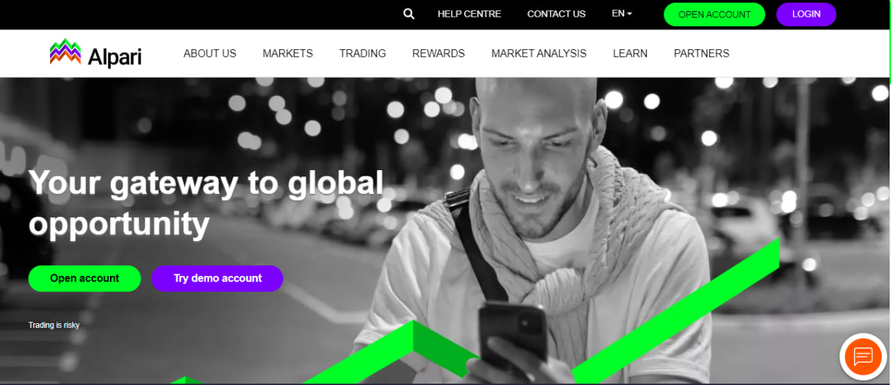 Alpari website screenshot